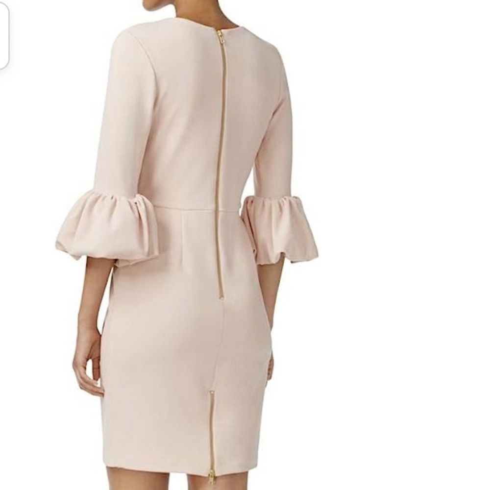 Betsy Adam pink dress bell sleeve pencil zipper 10 - Picture 9 of 9